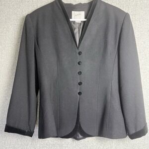 Jacqueline Ferrar Vintage 80s/90s Black Wool Velvet Skirt Suit Set Size Large/12